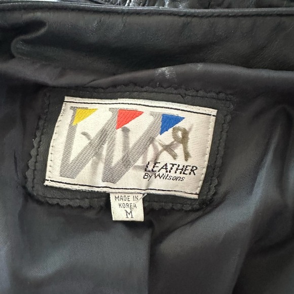90s Wilsons Leather Jacket Cropped Snap Front Biker Babe Sexy Gothic Witchy MED - Picture 8 of 13